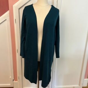Eileen Fisher. Dark green open long cardigan. XL